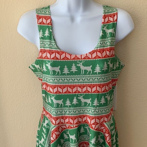 Christmas Holiday Dress‎ Ugly Sweater party Sleeveless Stretch size large - Picture 7 of 12